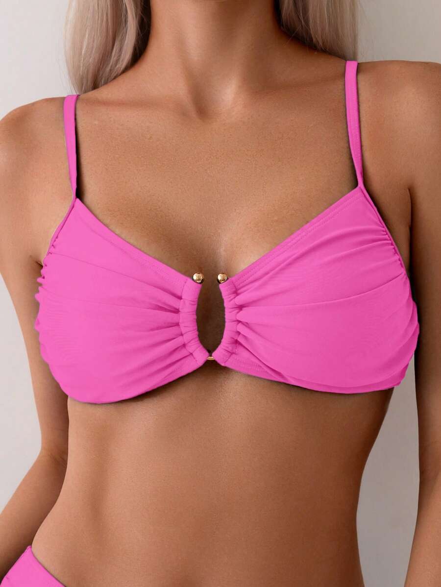 Halka Dantelli Sade Bikini Takımı