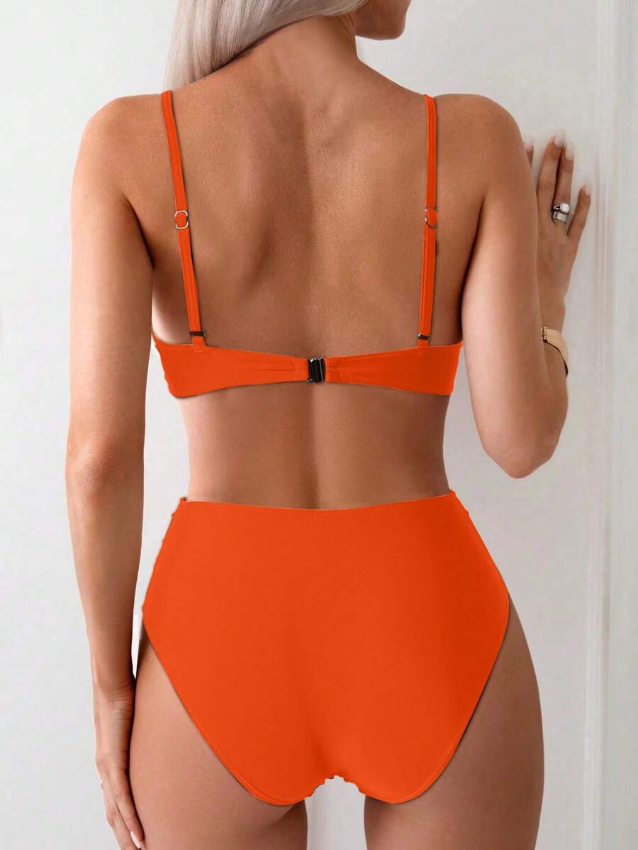 Askılı Yüksek Bel Balenli Bikini Takımı