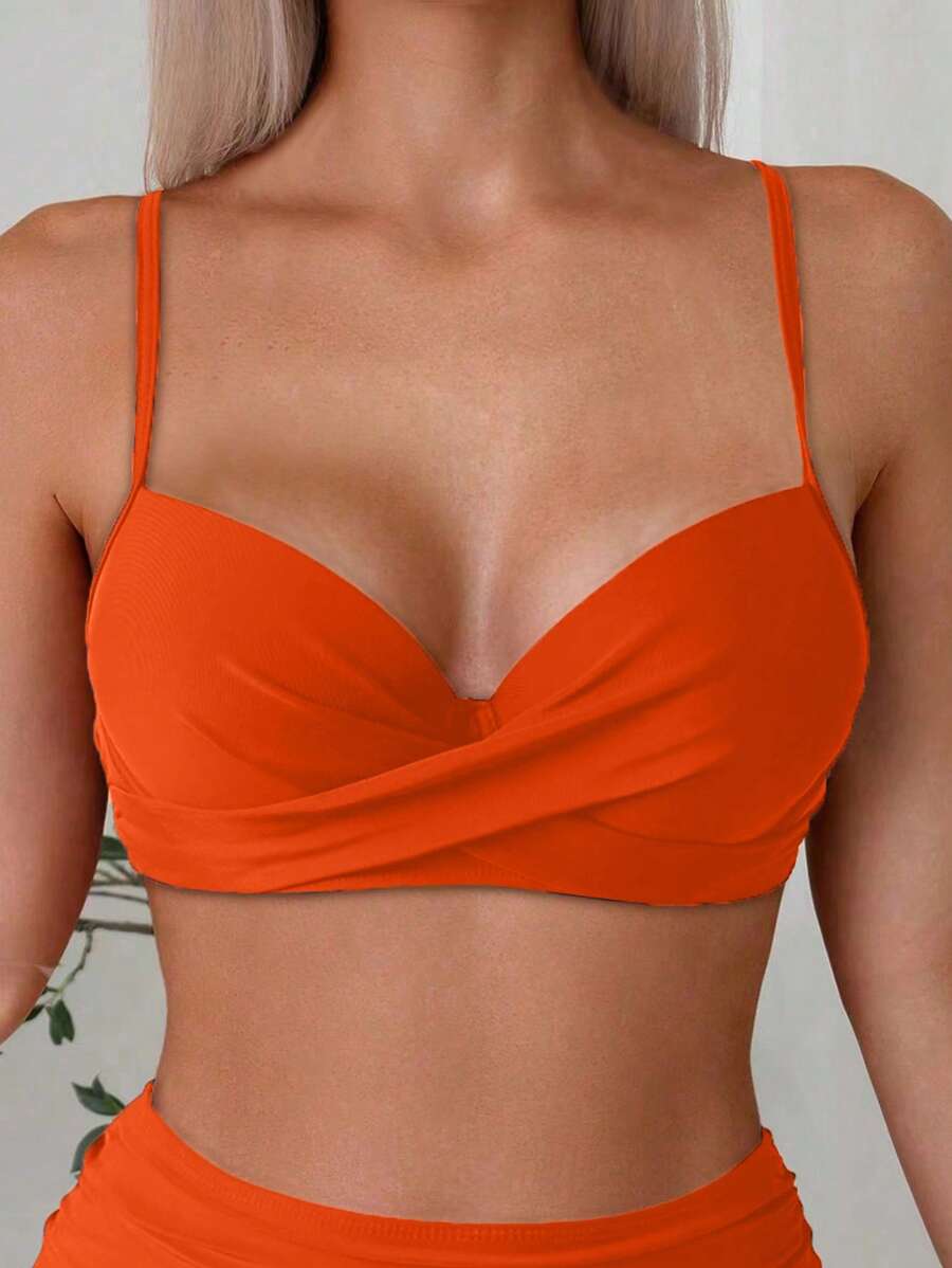 Askılı Yüksek Bel Balenli Bikini Takımı