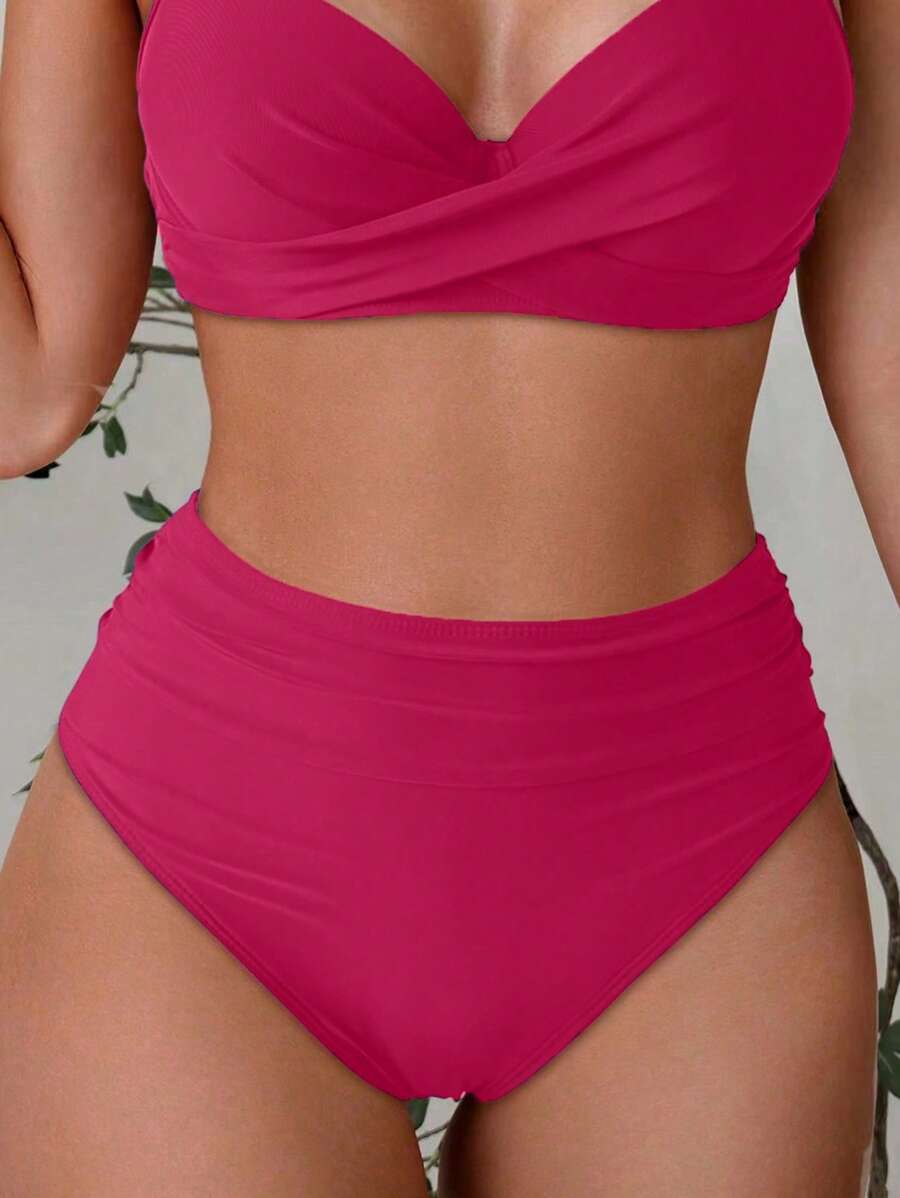 Askılı Yüksek Bel Balenli Bikini Takımı