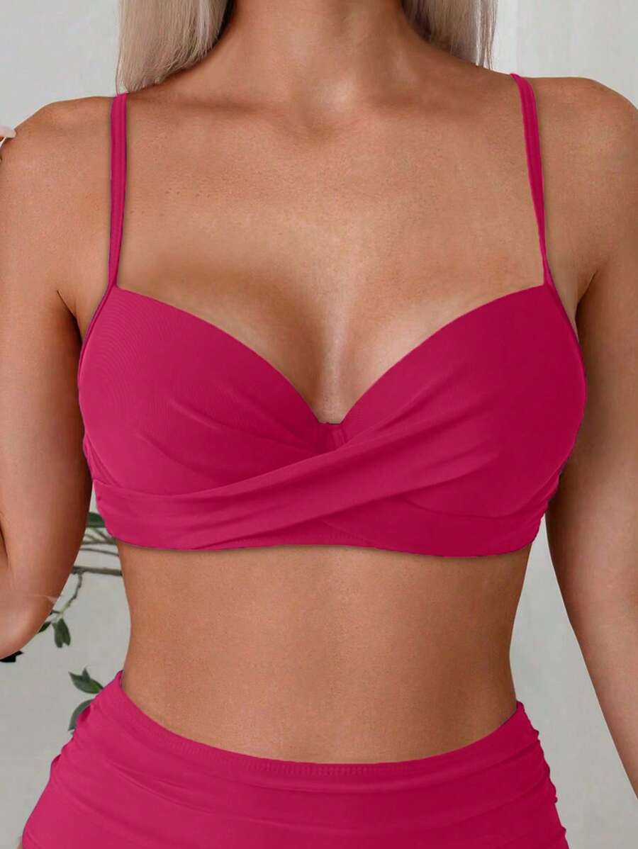 Askılı Yüksek Bel Balenli Bikini Takımı