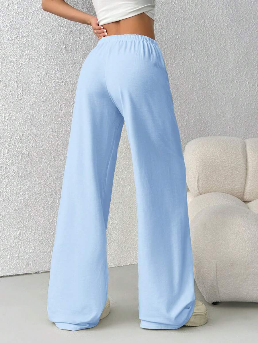 Düz Renk Bağcıklı Bel Düz Paça Jogger Pantolon