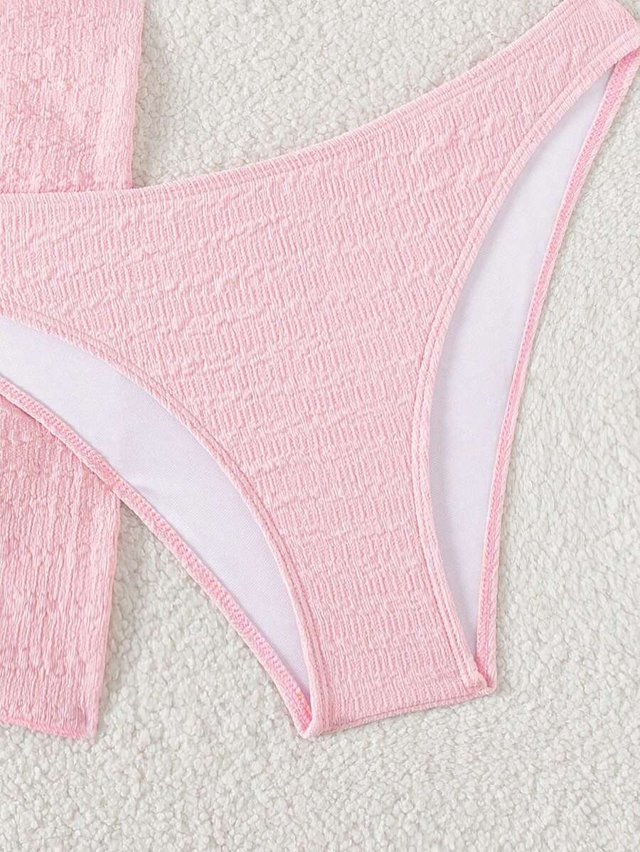 3 Parça Bikini Ve Düğümlü Mini Etek Takımı