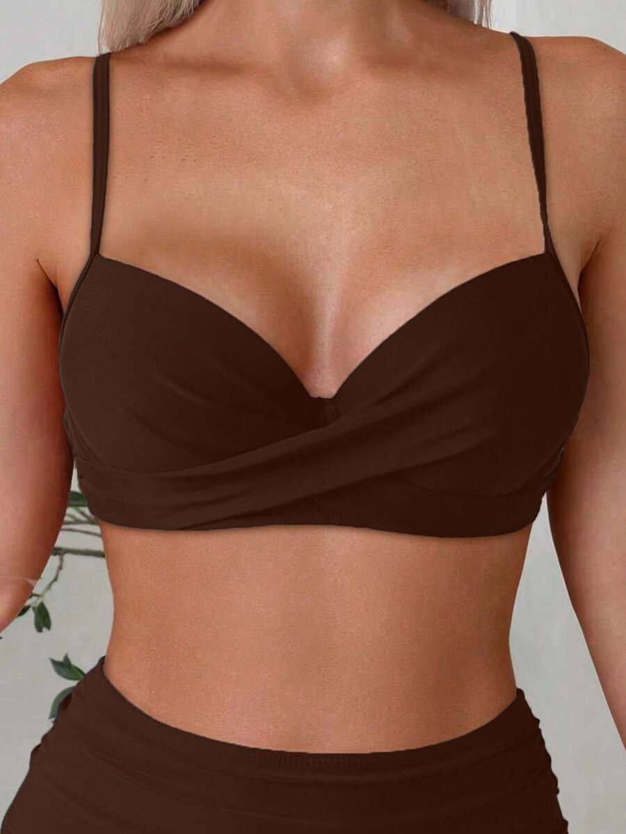 Askılı Yüksek Bel Balenli Bikini Takımı