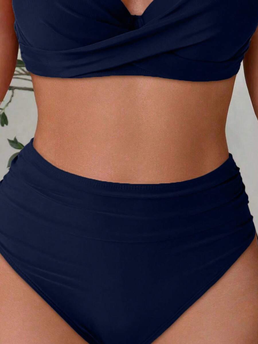 Askılı Yüksek Bel Balenli Bikini Takımı