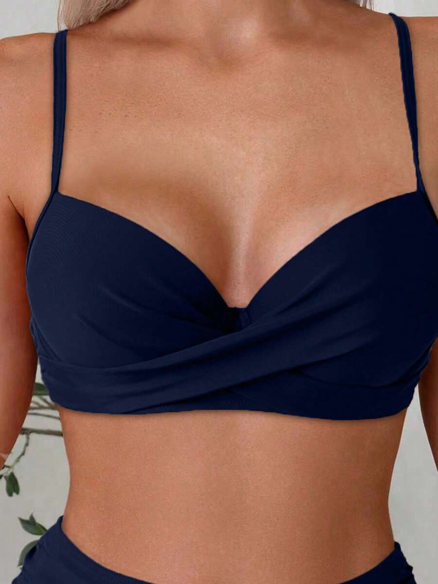 Askılı Yüksek Bel Balenli Bikini Takımı