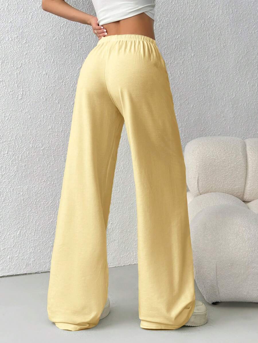 Düz Renk Bağcıklı Bel Düz Paça Jogger Pantolon