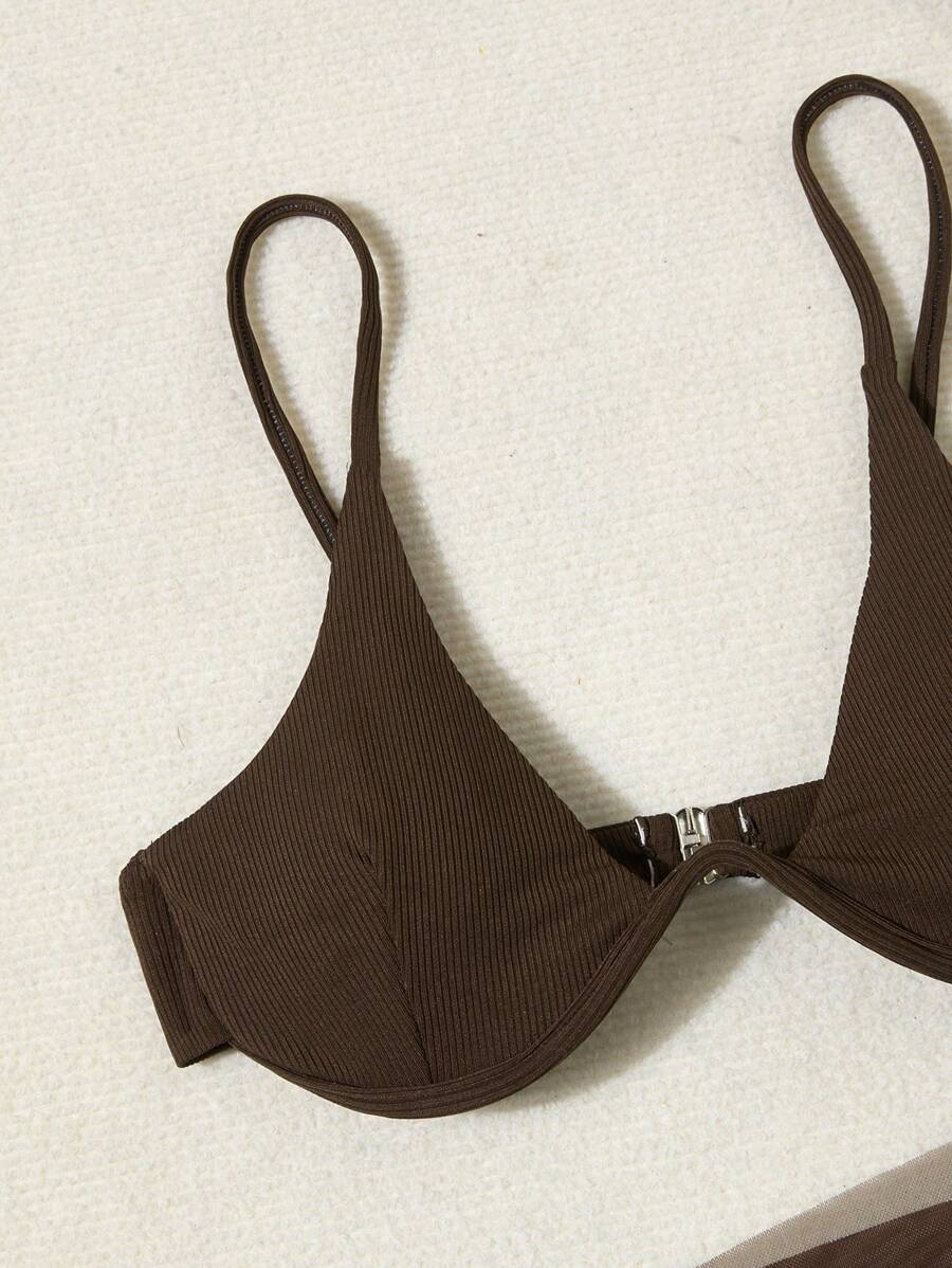 3'Lü Balenli Bikini Takımı Ve Örgü Plaj Eteği