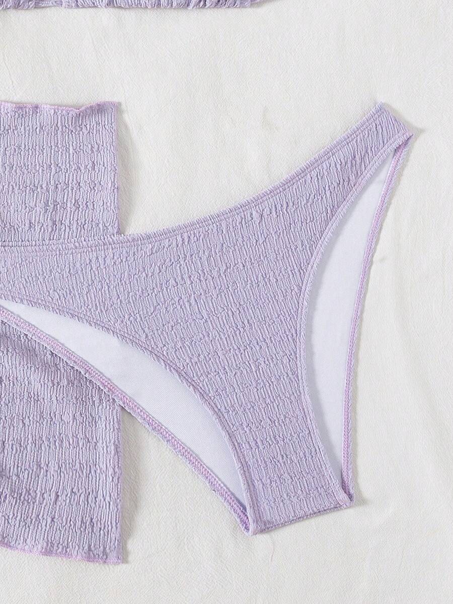 3 Parça Bikini Ve Düğümlü Mini Etek Takımı