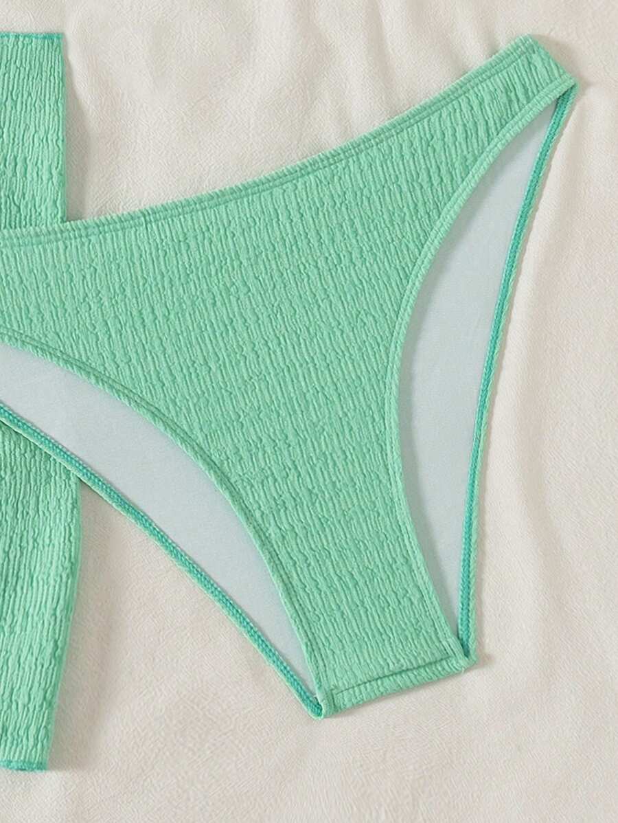 3 Parça Bikini Ve Düğümlü Mini Etek Takımı