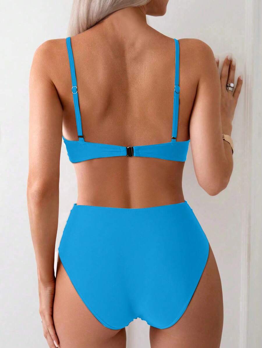 Askılı Yüksek Bel Balenli Bikini Takımı