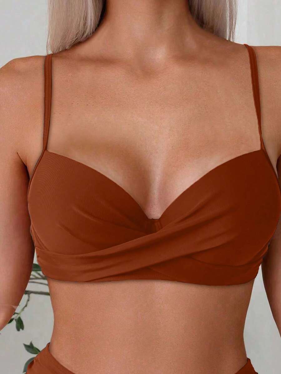 Askılı Yüksek Bel Balenli Bikini Takımı