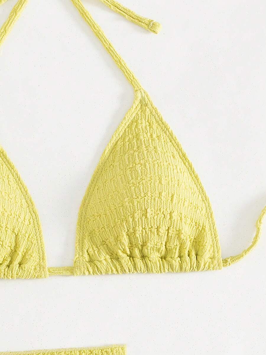 3 Parça Bikini Ve Düğümlü Mini Etek Takımı