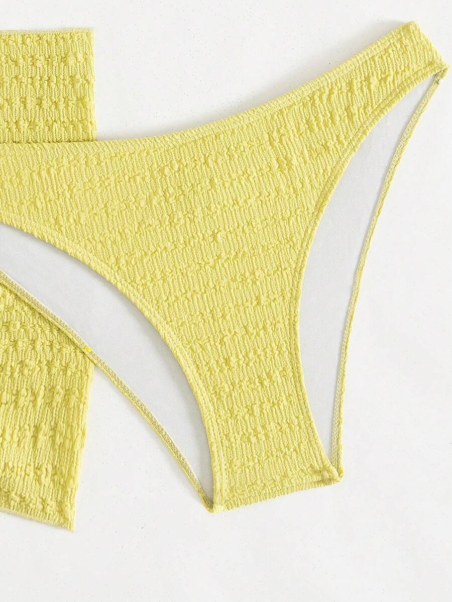 3 Parça Bikini Ve Düğümlü Mini Etek Takımı