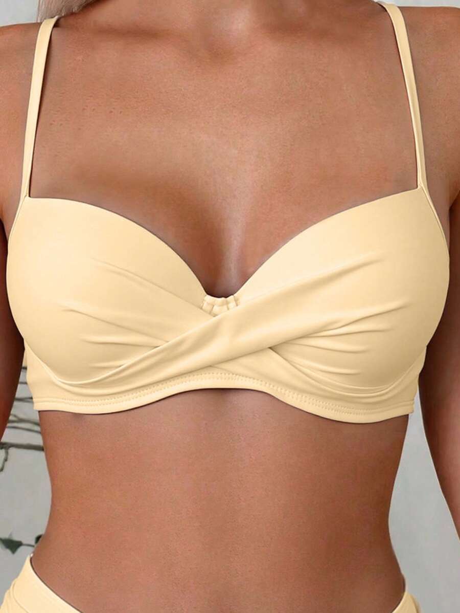 Askılı Yüksek Bel Balenli Bikini Takımı