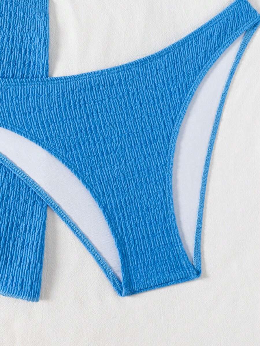 3 Parça Bikini Ve Düğümlü Mini Etek Takımı