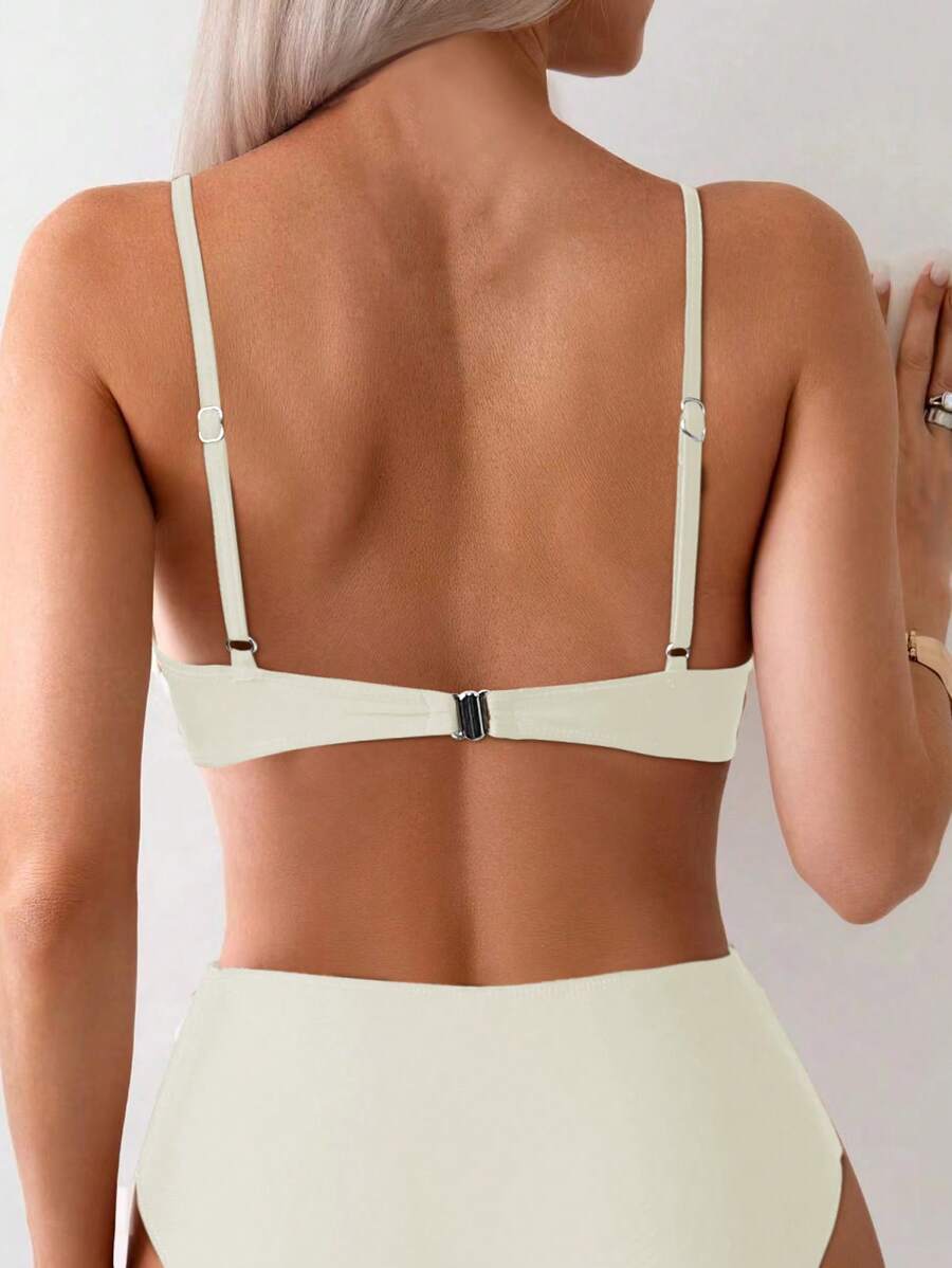 Askılı Yüksek Bel Balenli Bikini Takımı