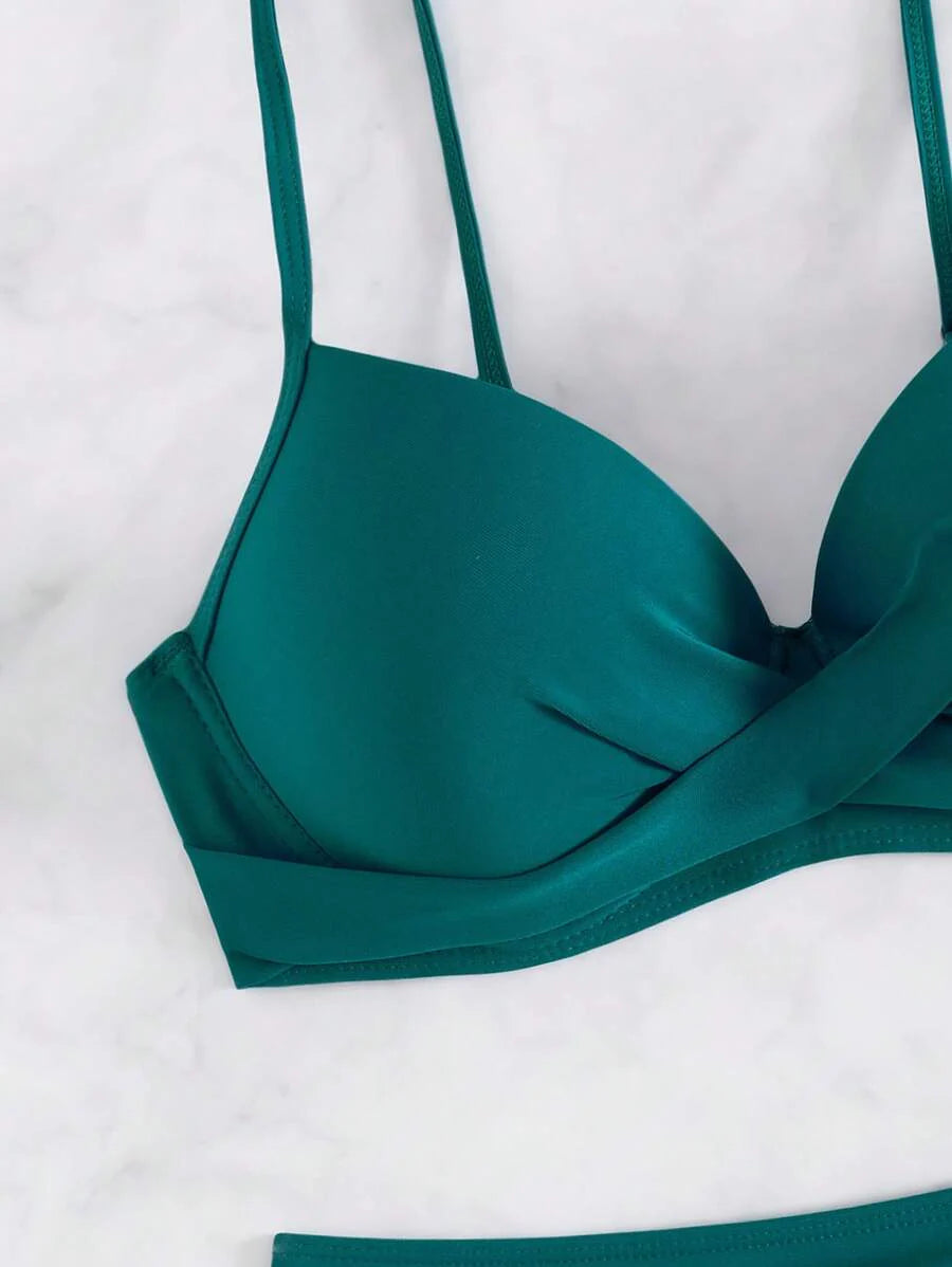 Askılı Yüksek Bel Balenli Bikini Takımı
