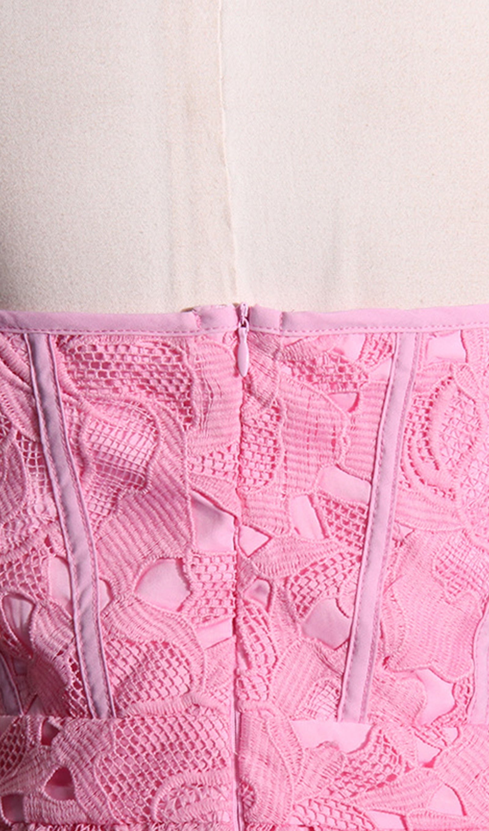 Gehäkeltes, trägerloses Midi-Bandeau-Kleid mit Lochmuster