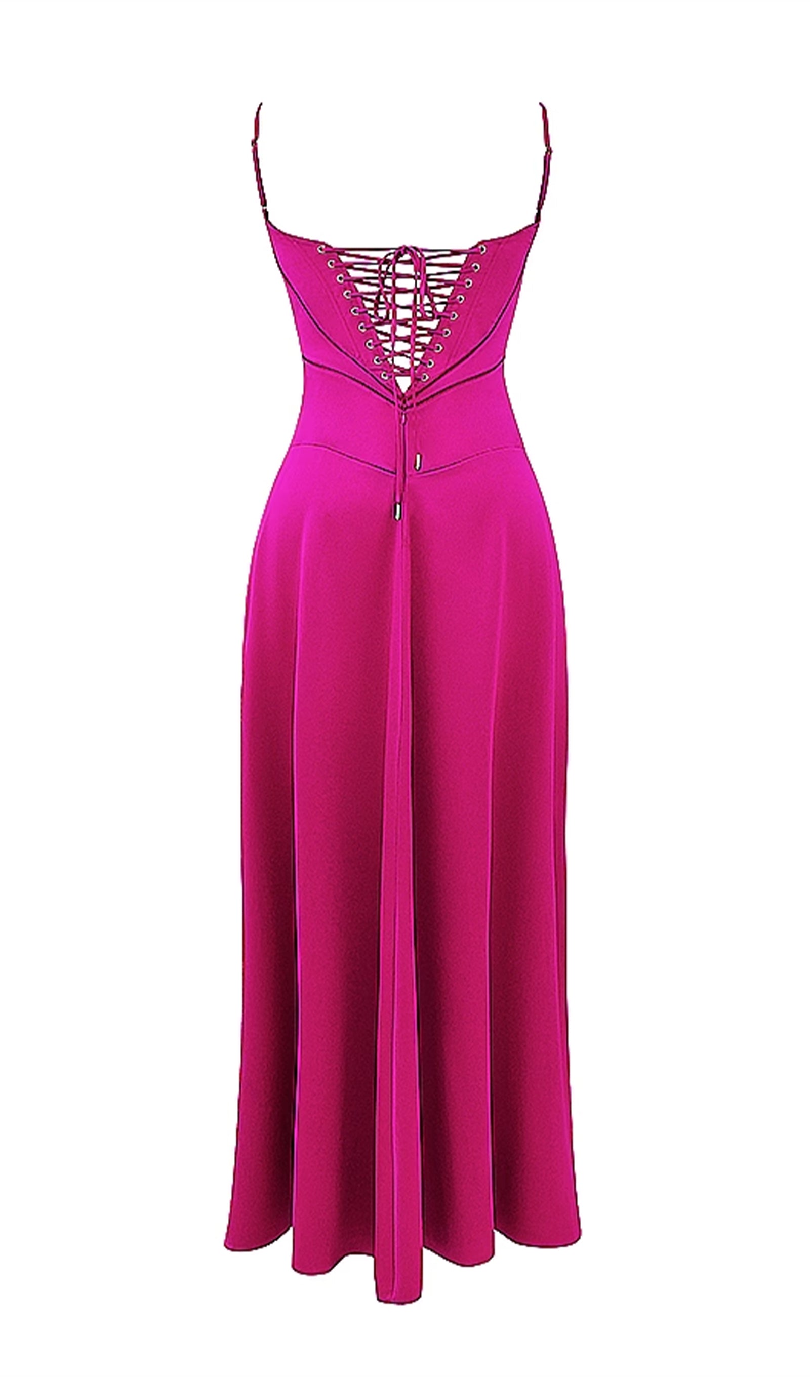 Maxikleid aus Satin und Spitze 