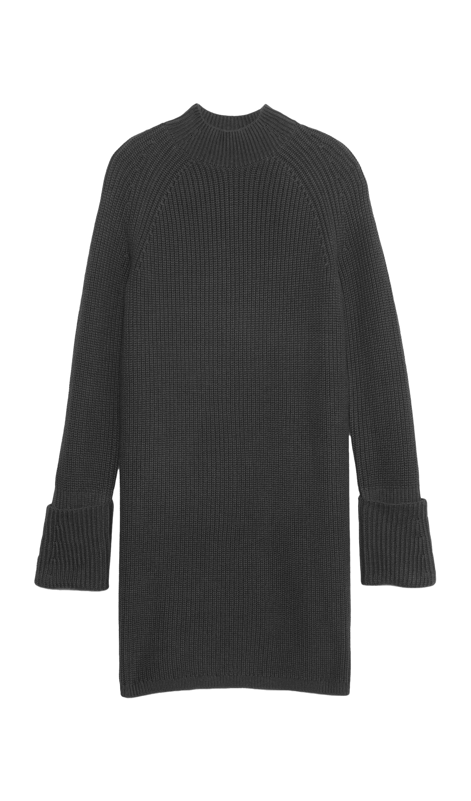 Schwarzes, einfarbiges Mini-Strickkleid aus Baumwolle und Wolle 