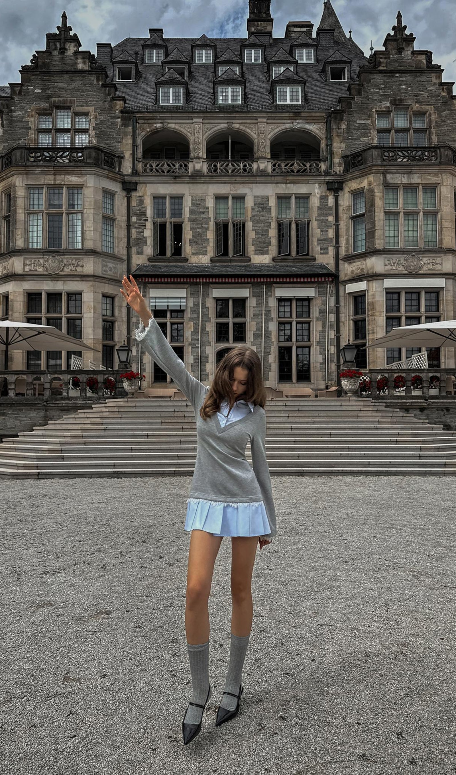 Hemdblusen-Minikleid mit Imitationsspitzenbesatz 