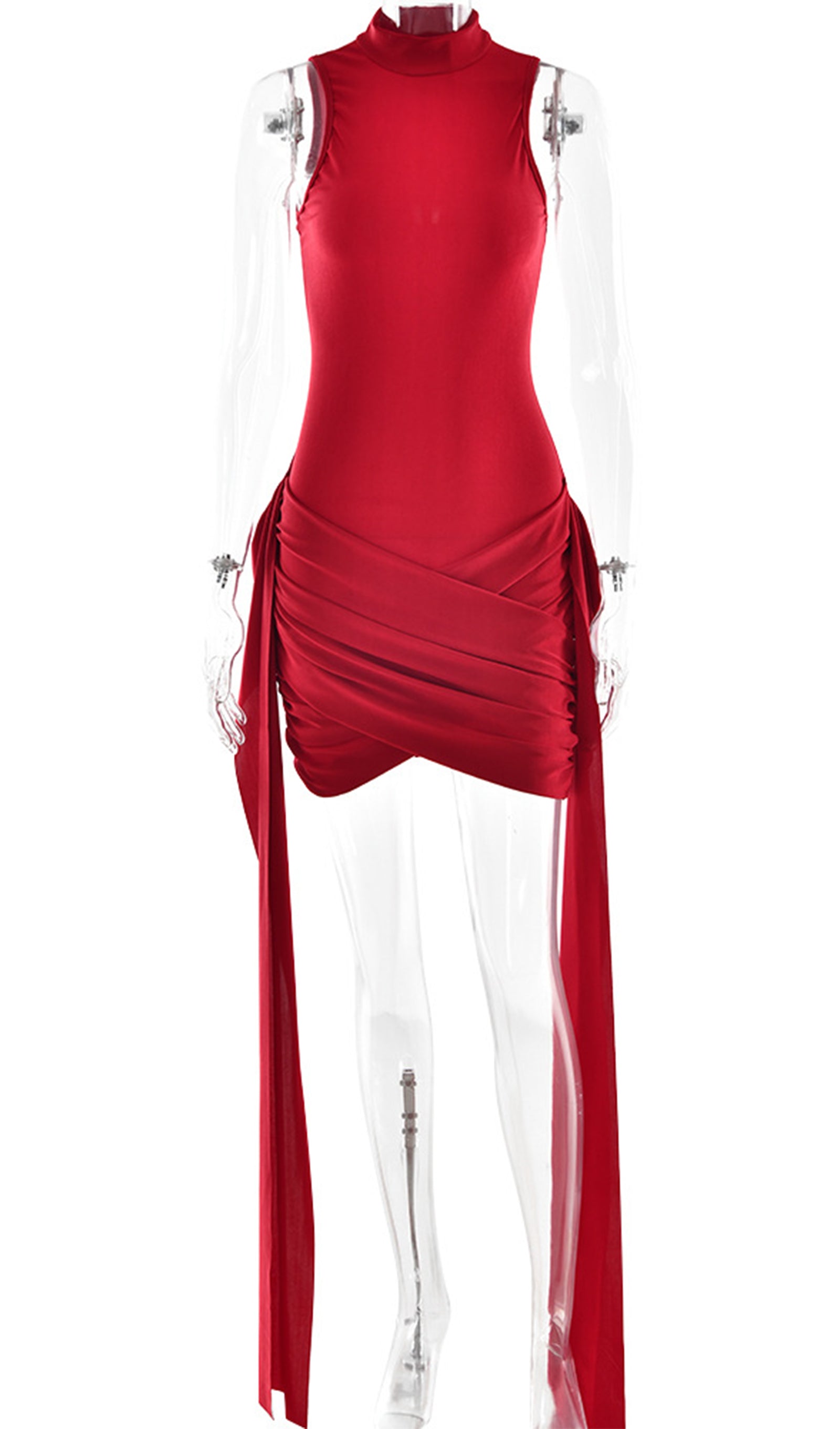 Einfarbiges, figurbetontes Minikleid 
