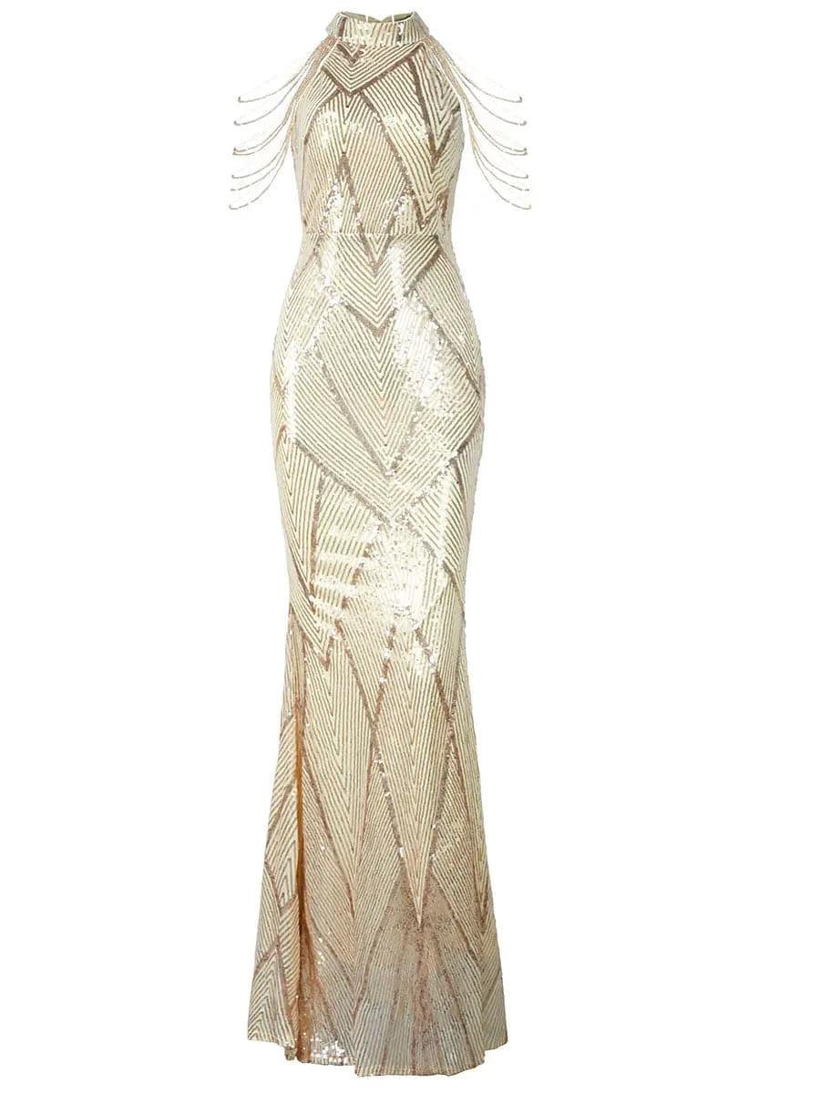 Perla Beaded Chain Maxi Dress