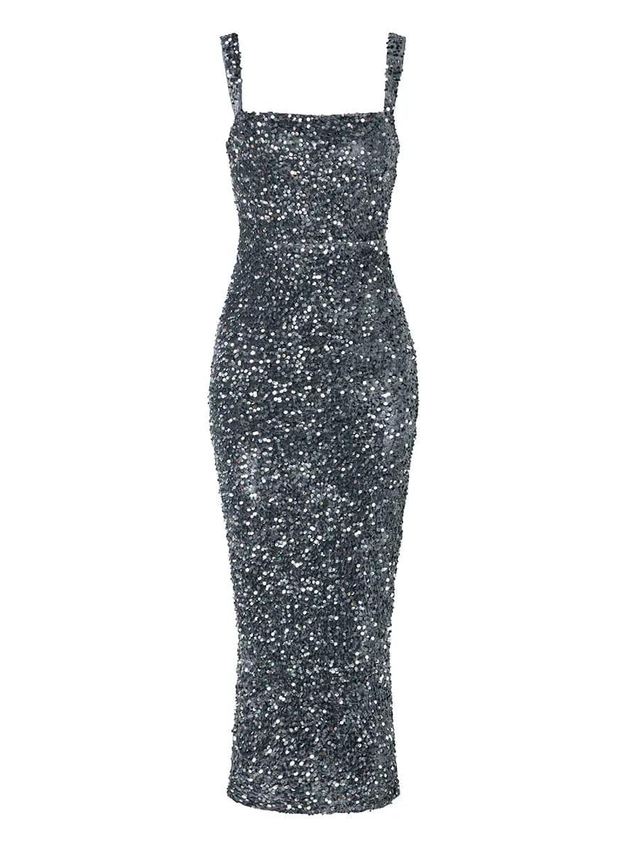 Romilly Cocktail-Maxikleid mit eckigem Ausschnitt