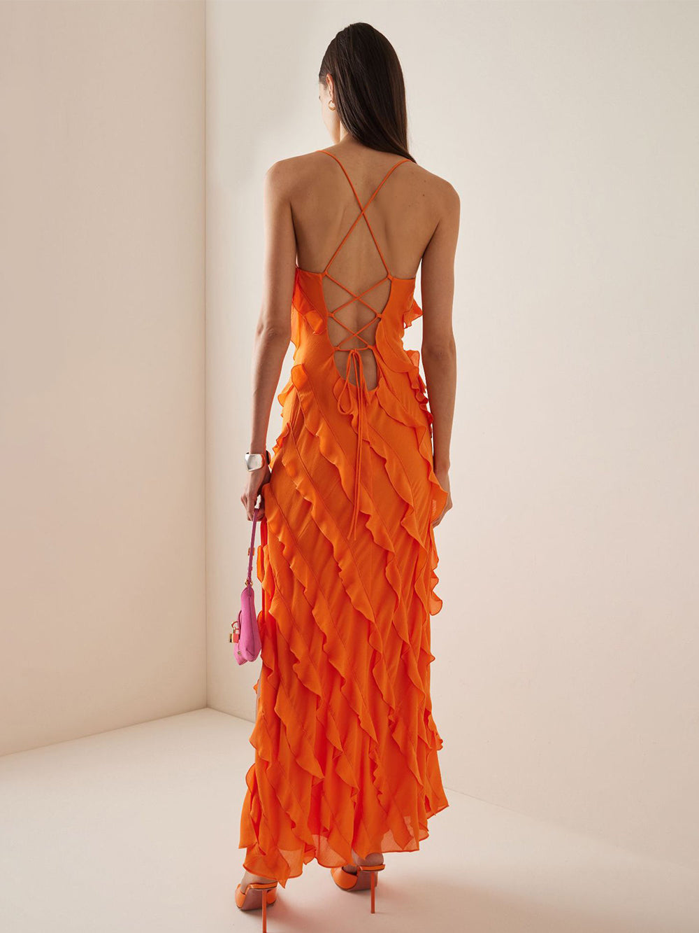 Maxikleid mit Holzohrenrock und Schlitz