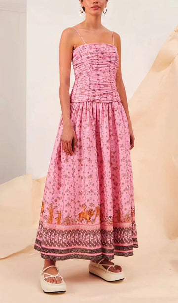 Floral Scrunch Fit and Flare Maxi Dress