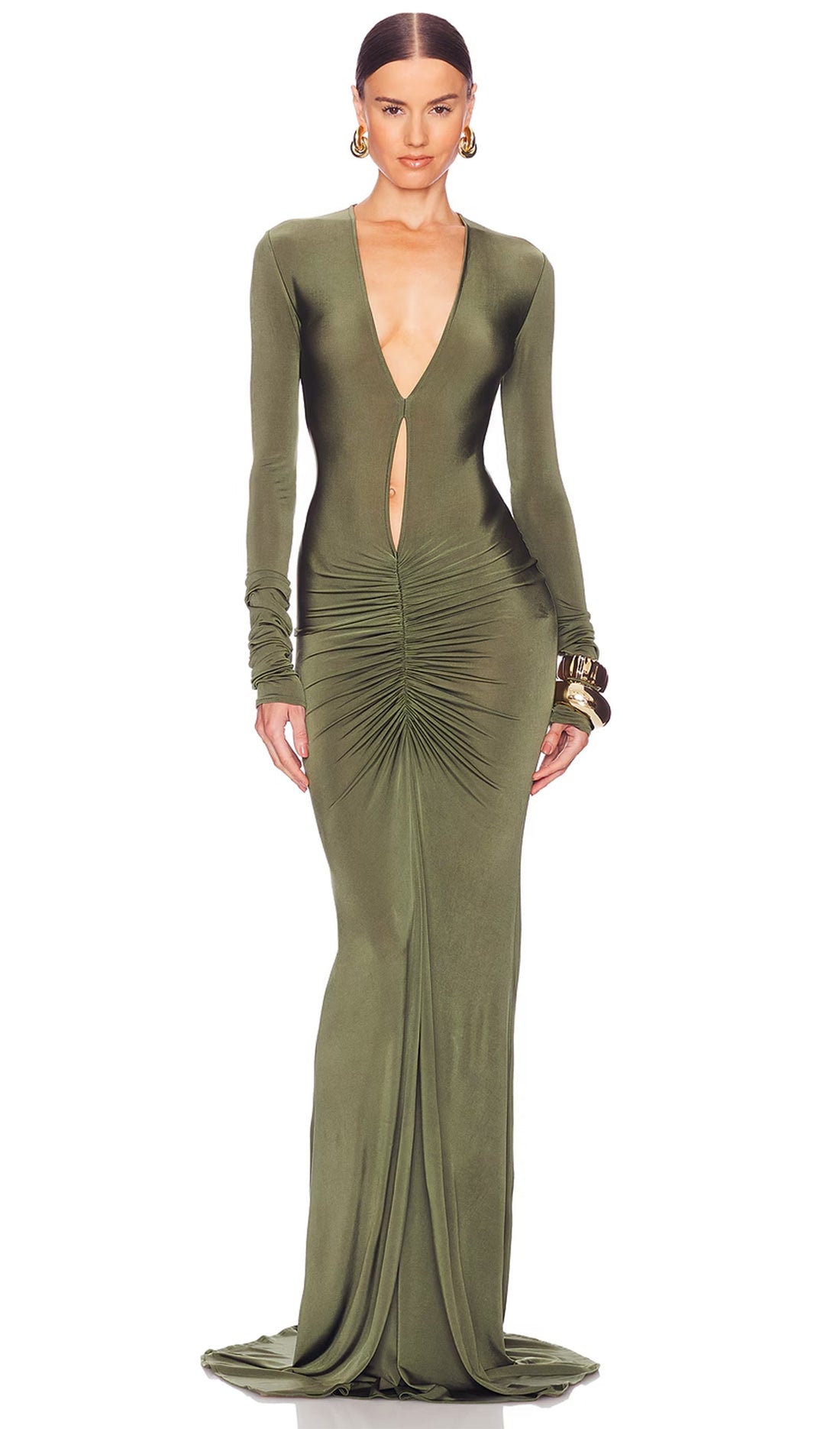 Maxikleid aus Spitze mit V-Ausschnitt 