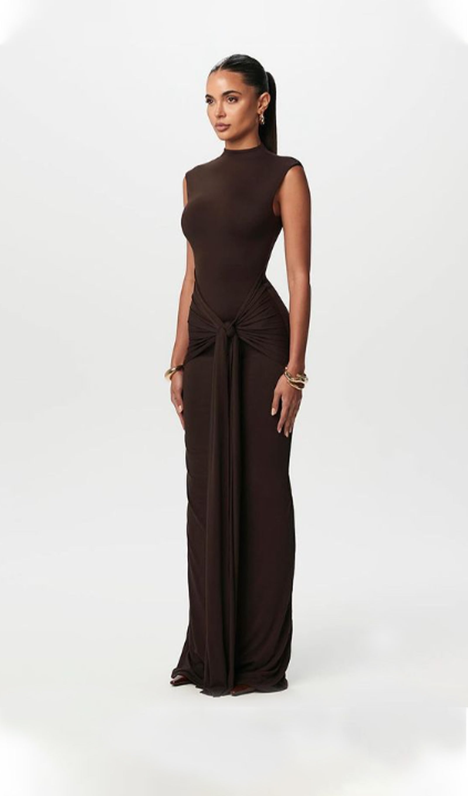Düz Bodycon Dantelli Maksi Elbise