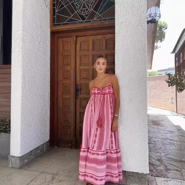 Strick-Maxikleid im Ethno-Stil