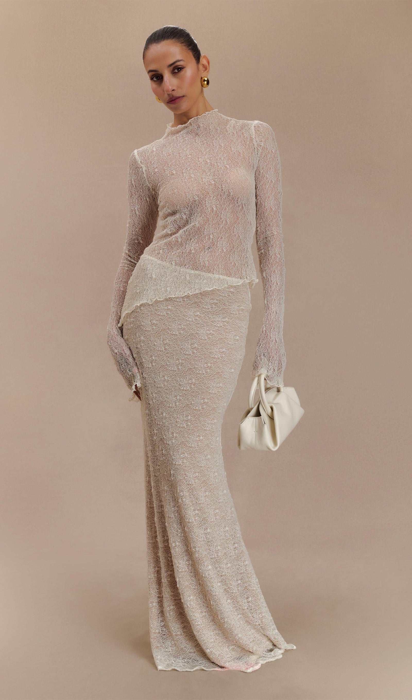 Transparent Lace Maxi Skirt