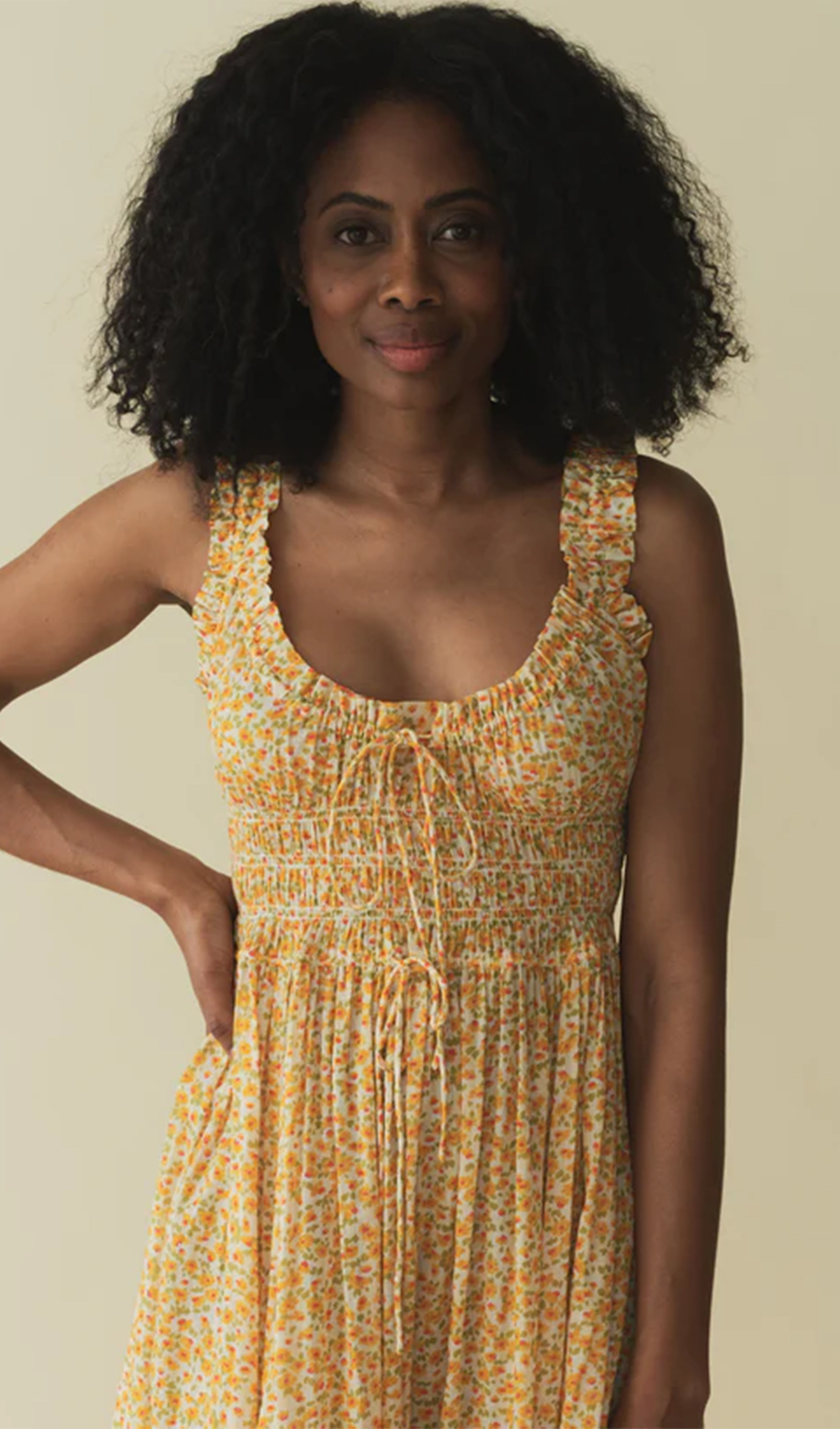 Rüschenkleid mit Vichy-Karo-Muster, Midi-Länge
