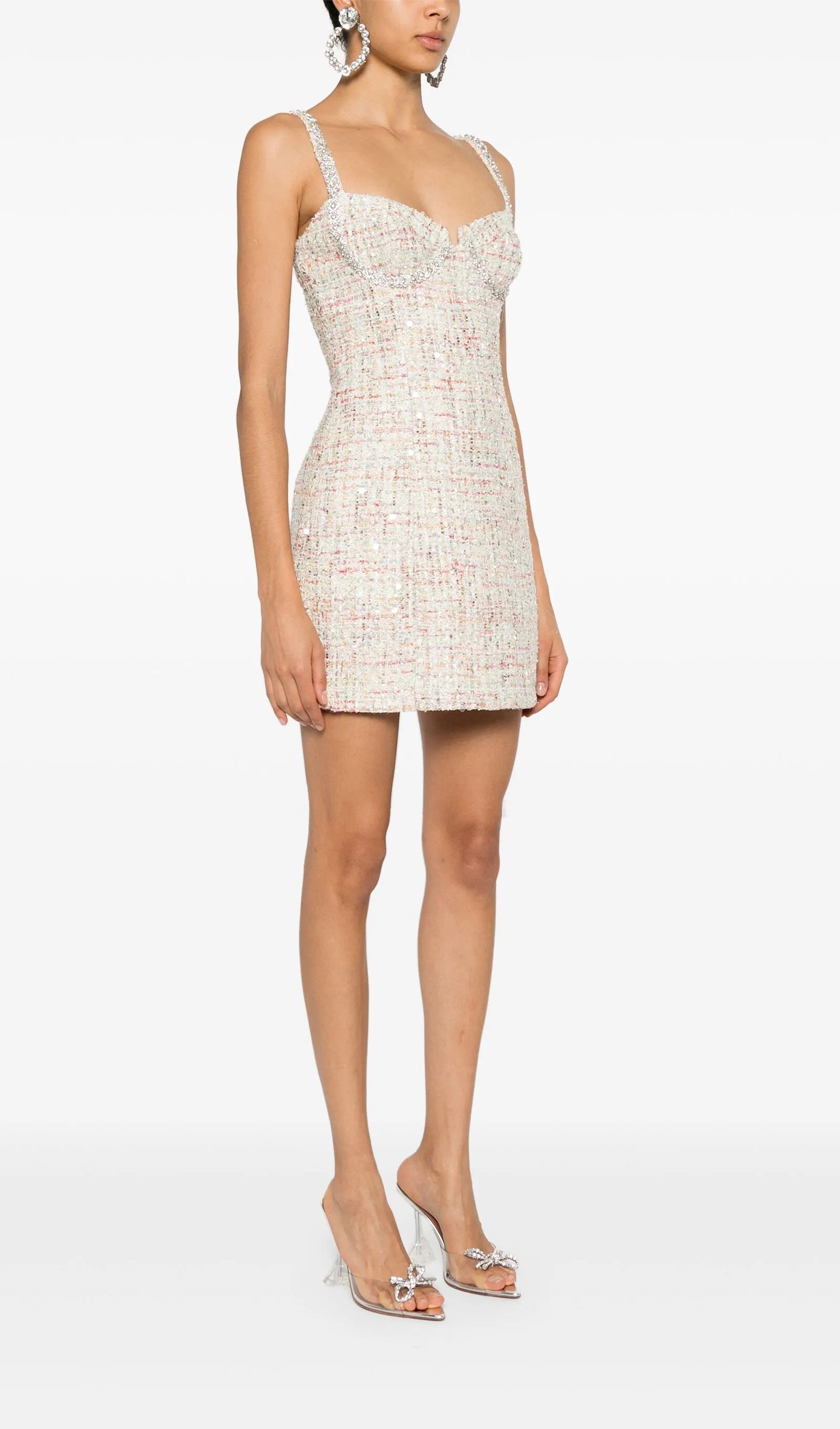 Embroidered Bouclé Mini Dress 