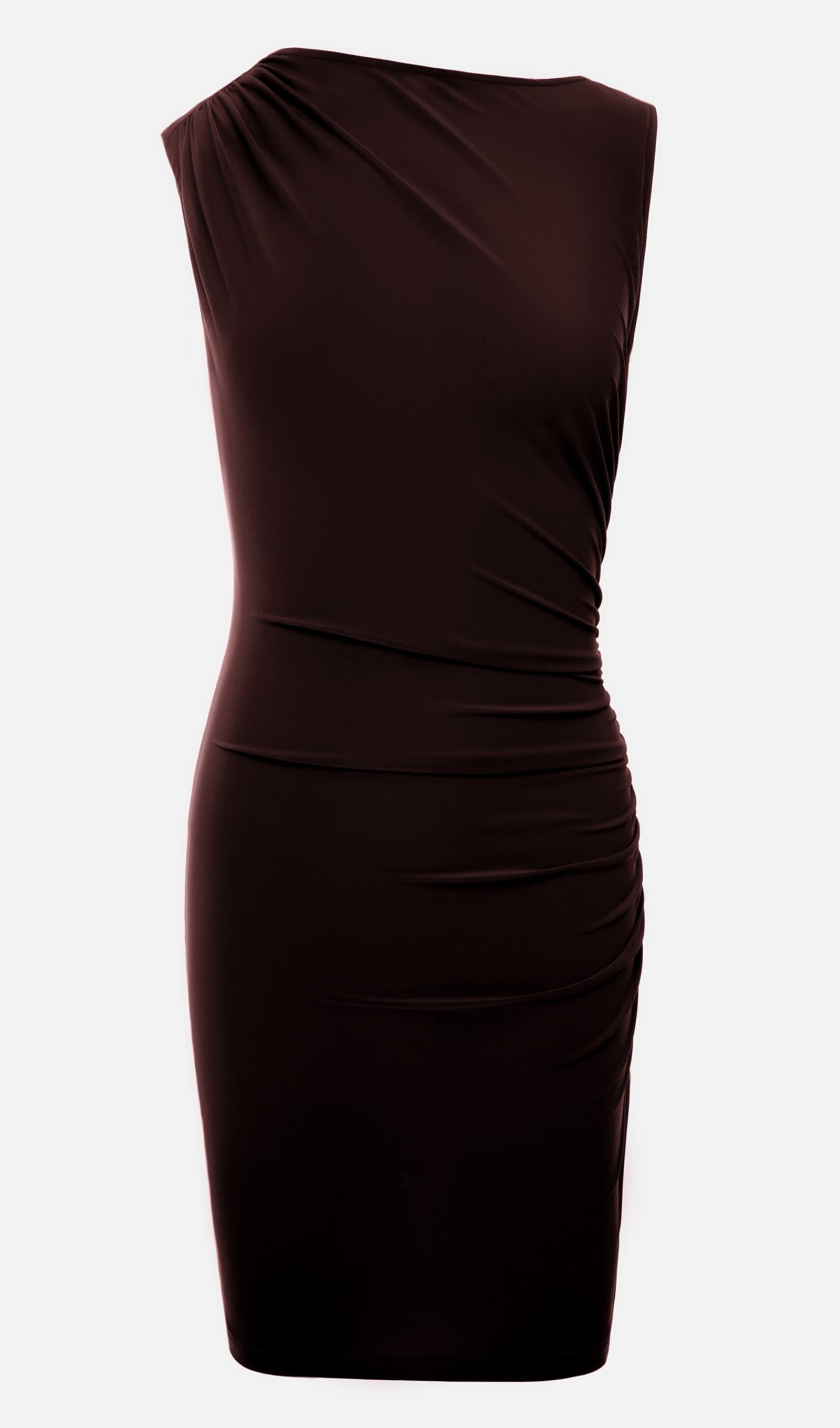 Minikleid mit asymmetrischer Schulterpartie und breitem Band 