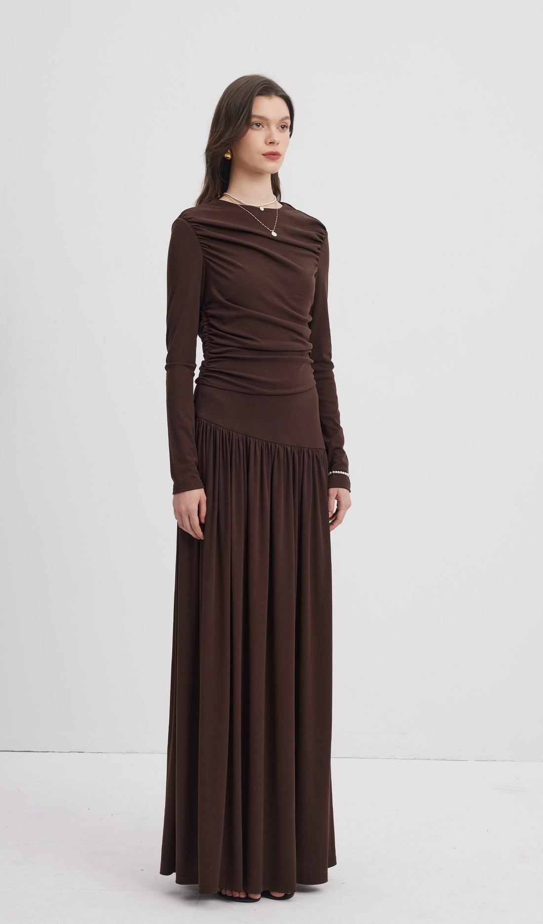Rüschenstrick-Maxikleid 