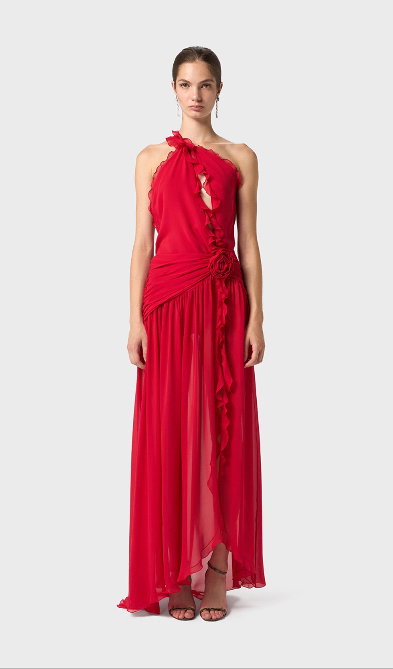 Ein-Schulter-Maxikleid aus Georgette 