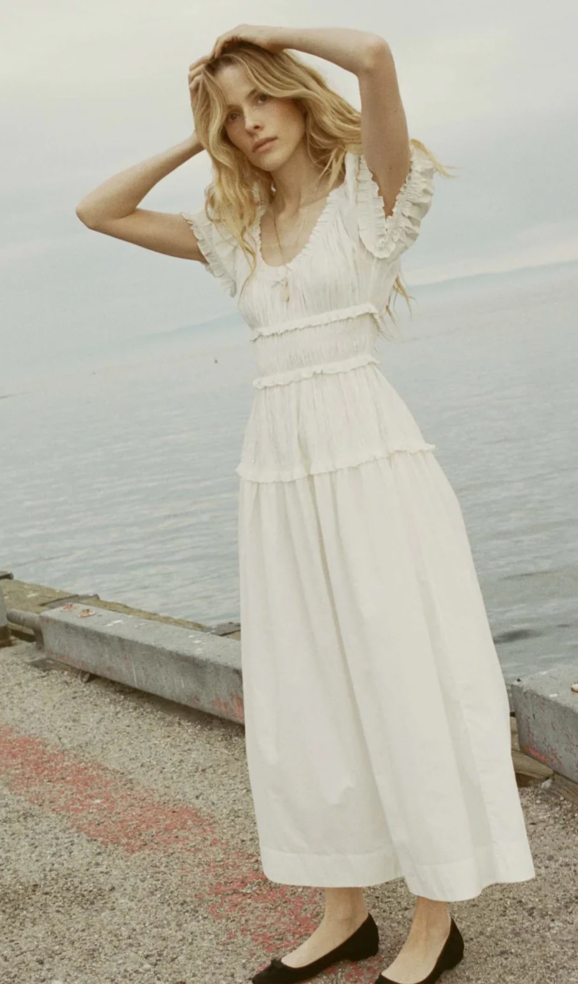 Fırfırlı Fit ve Flare Midi Elbise