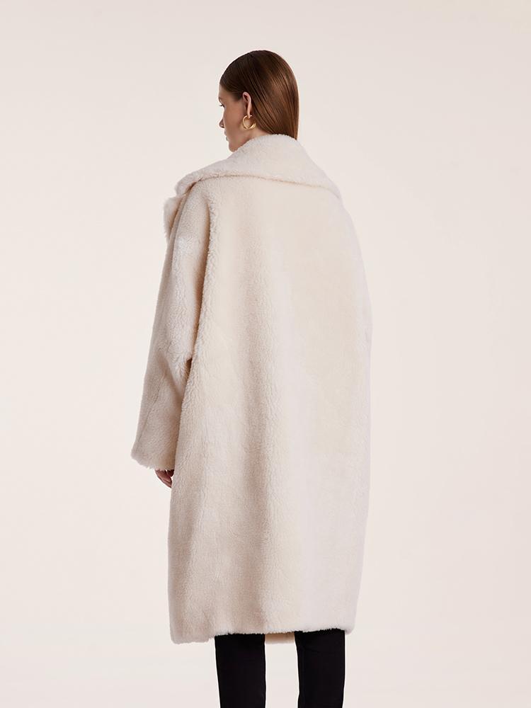 Teddy Lambswool Collar Oversized Coat 