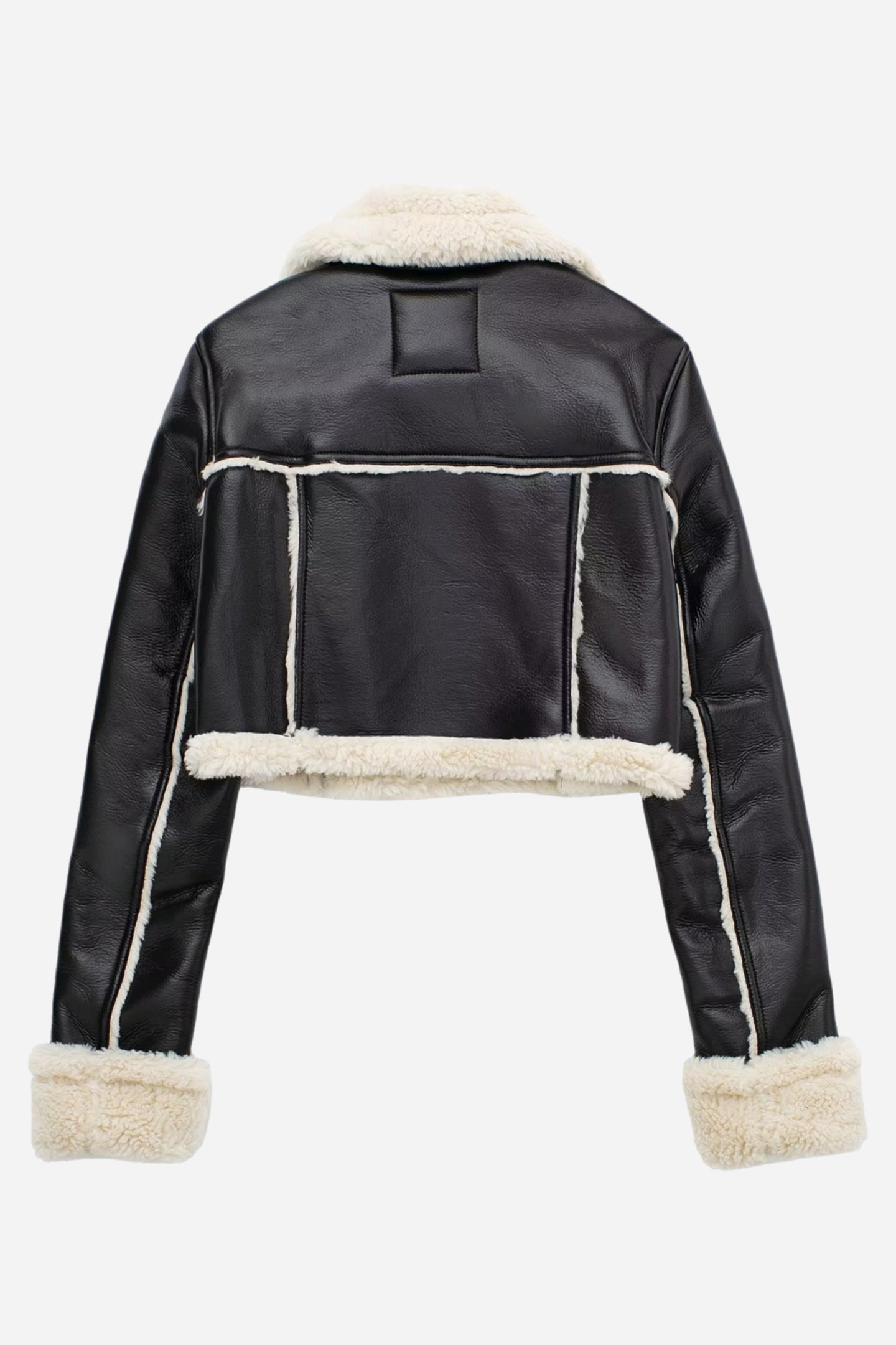 Kurz geschnittene Lederjacke mit Kragen