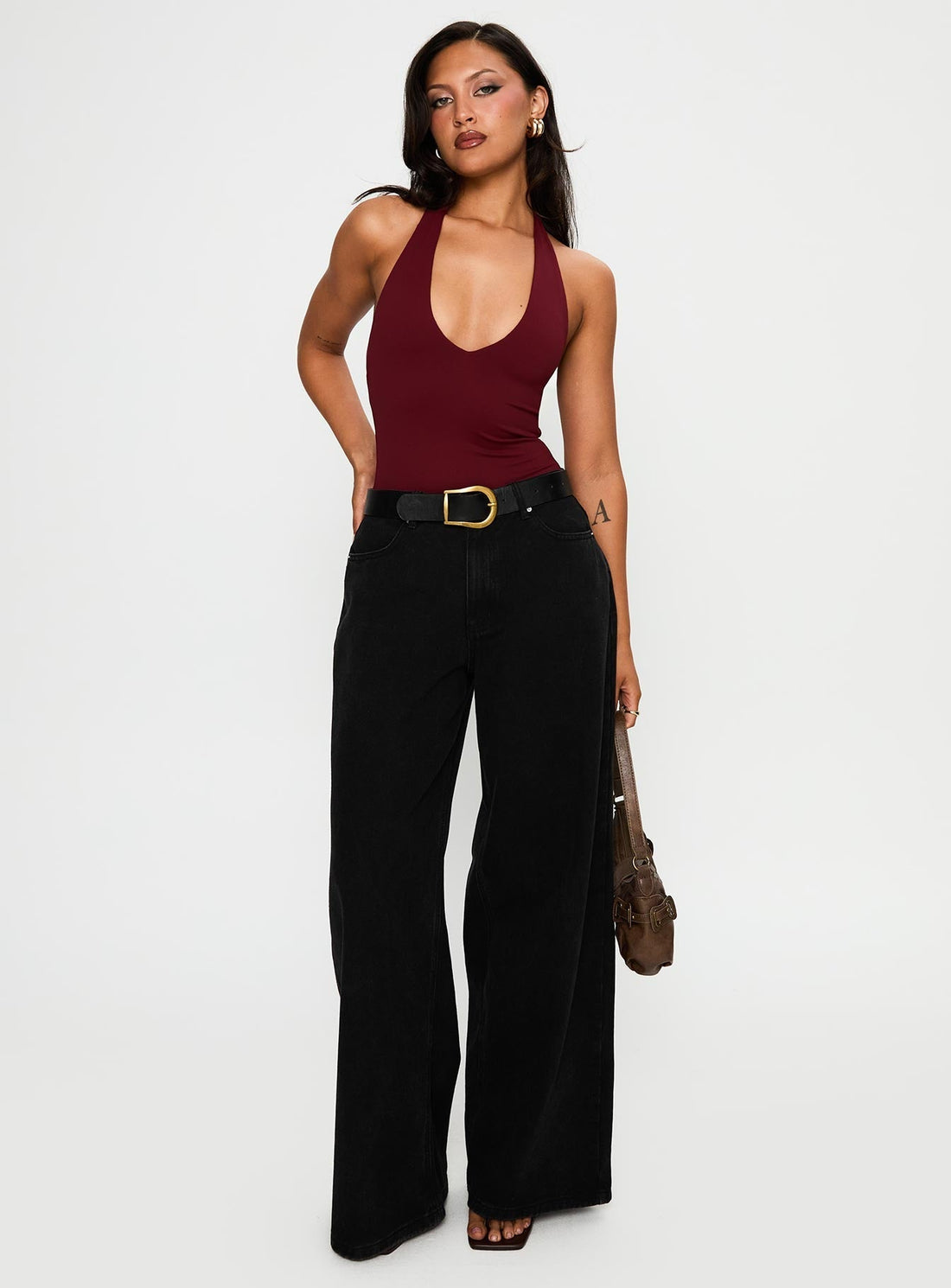 Someone Halter Yaka Bordo Body