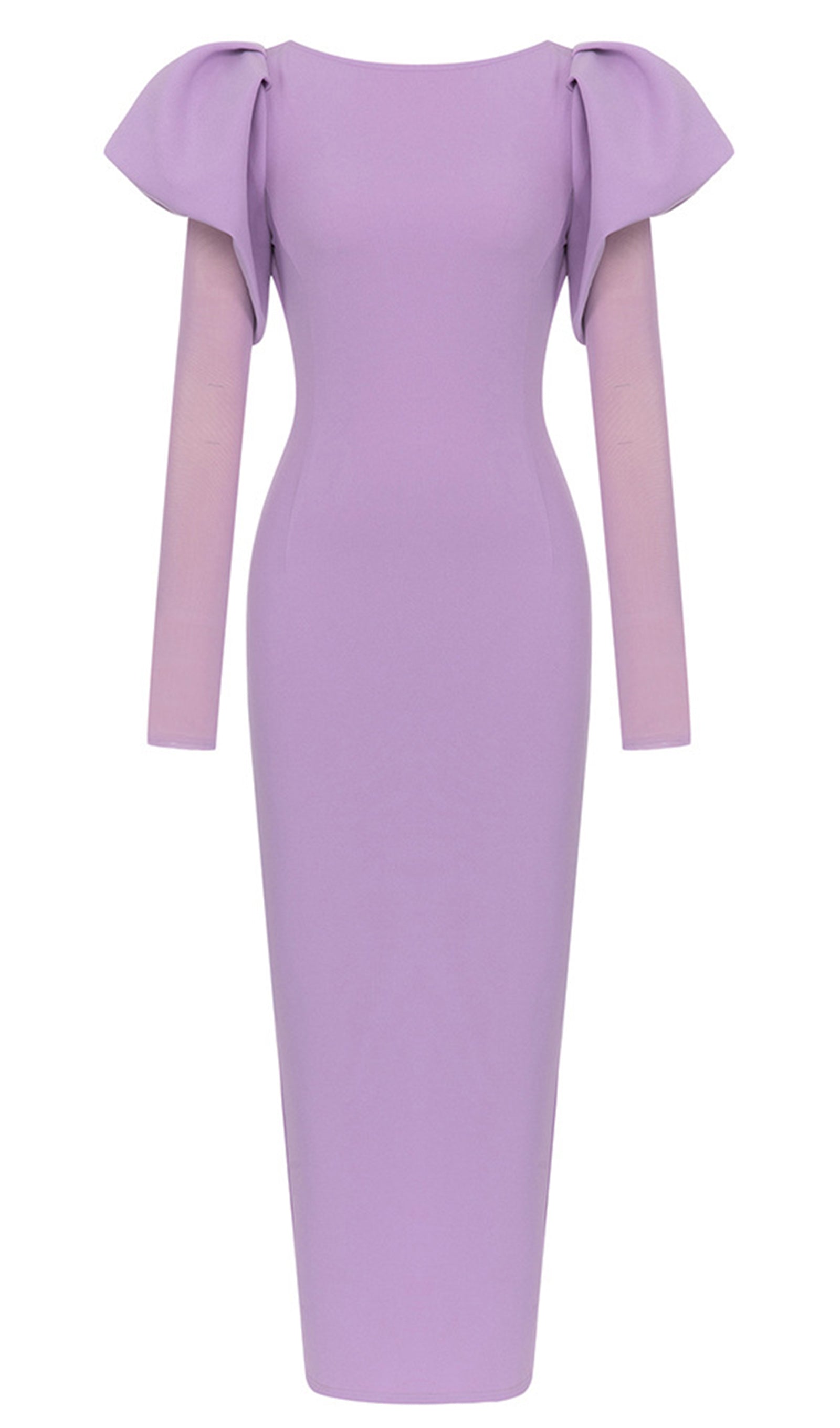 Puffy Sleeve Slim Fit Midi Dress