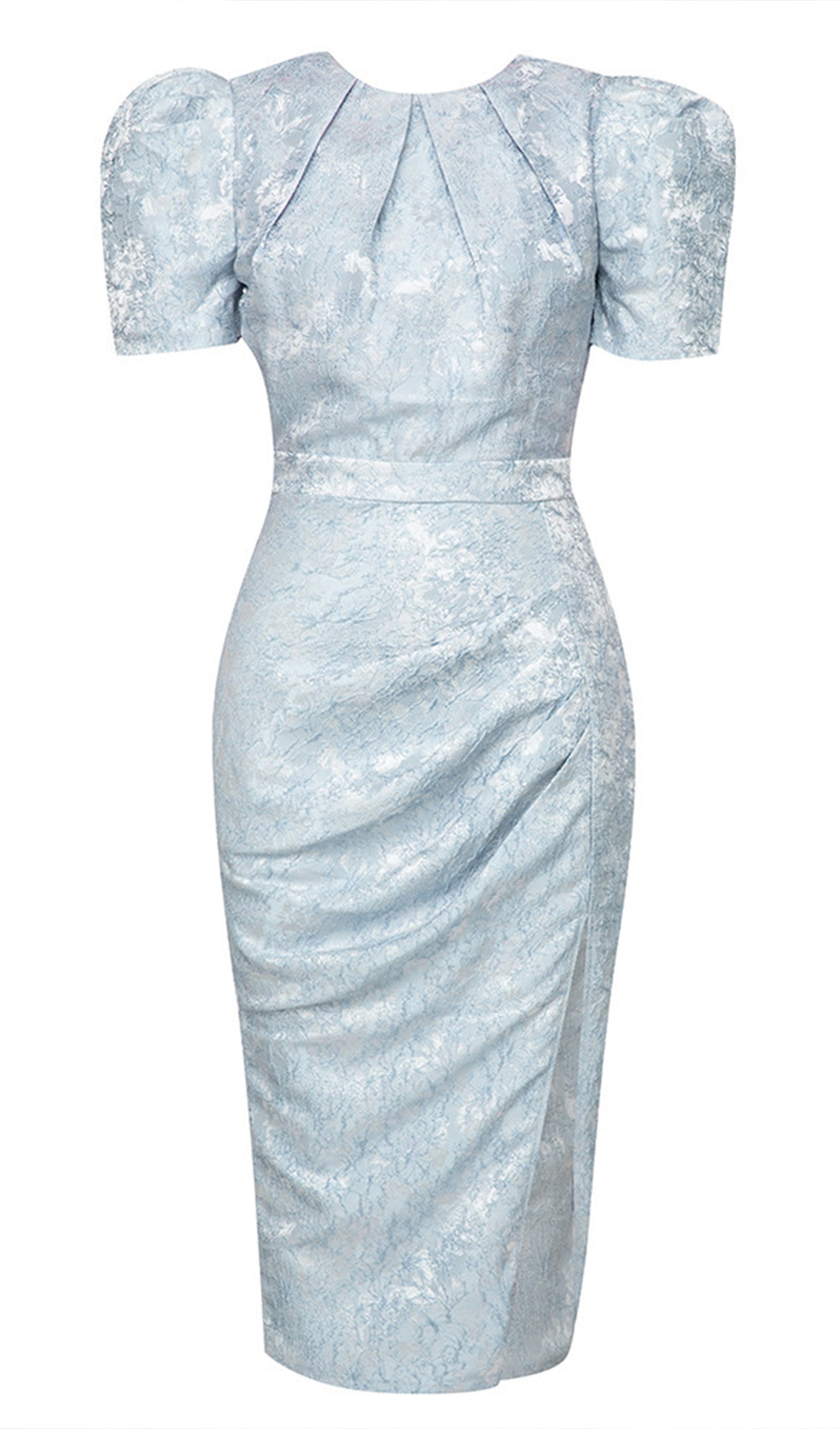 Slit Bodycon Pleated Ball Gown Midi Dress