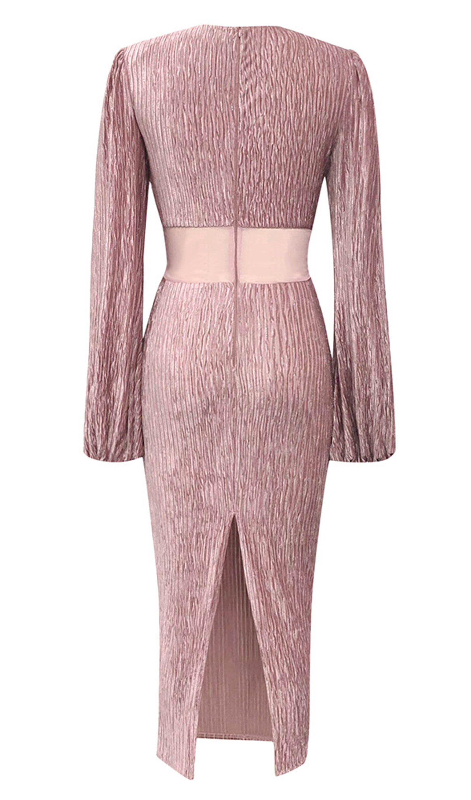 Siyah V Yaka Bodycon Midi Elbise