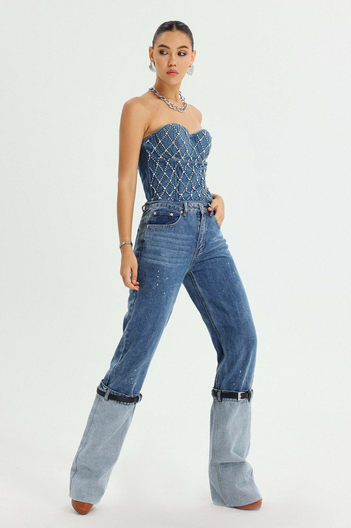 Vickee Jeans mit Patchwork-Details