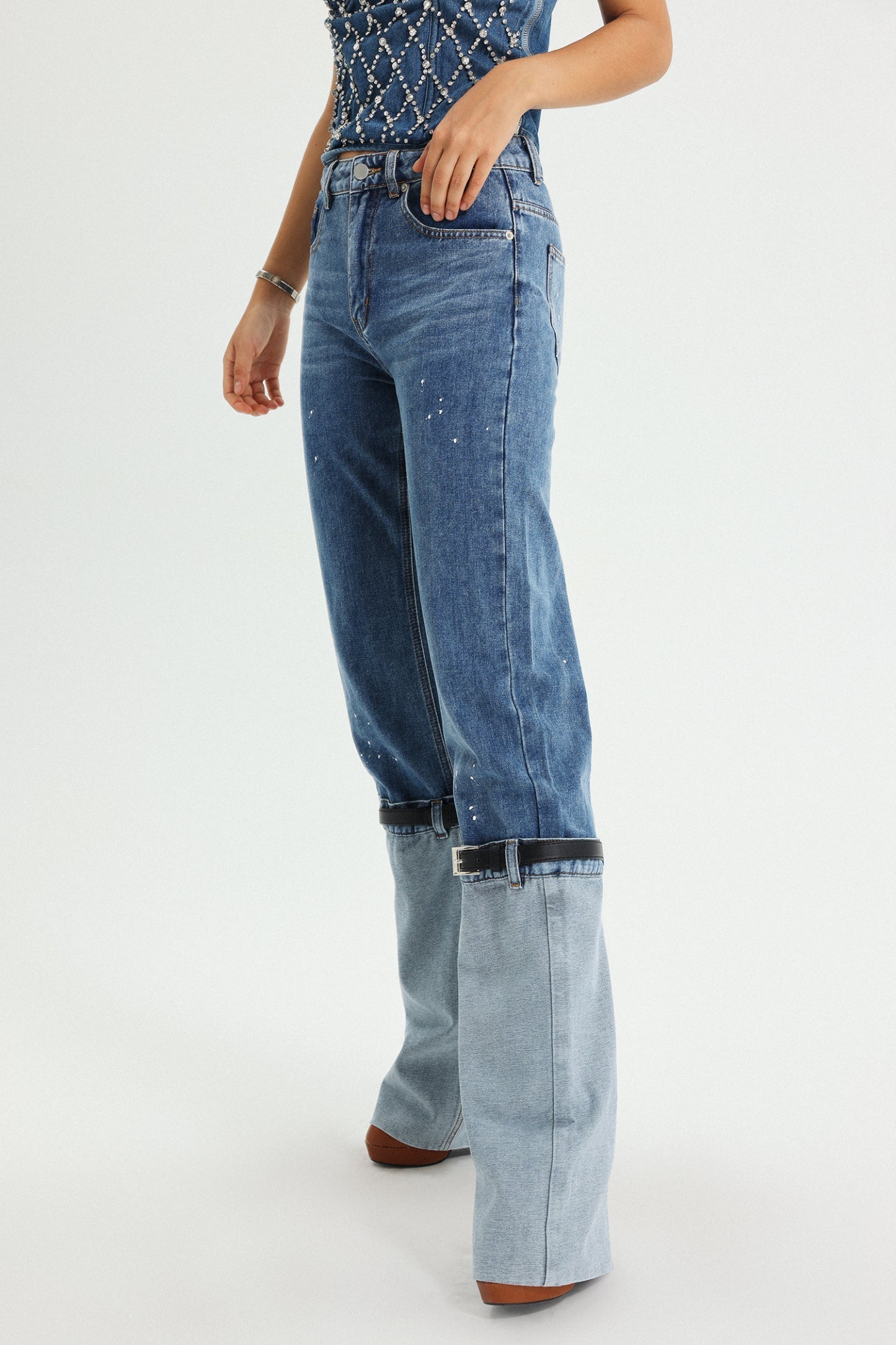 Vickee Jeans mit Patchwork-Details