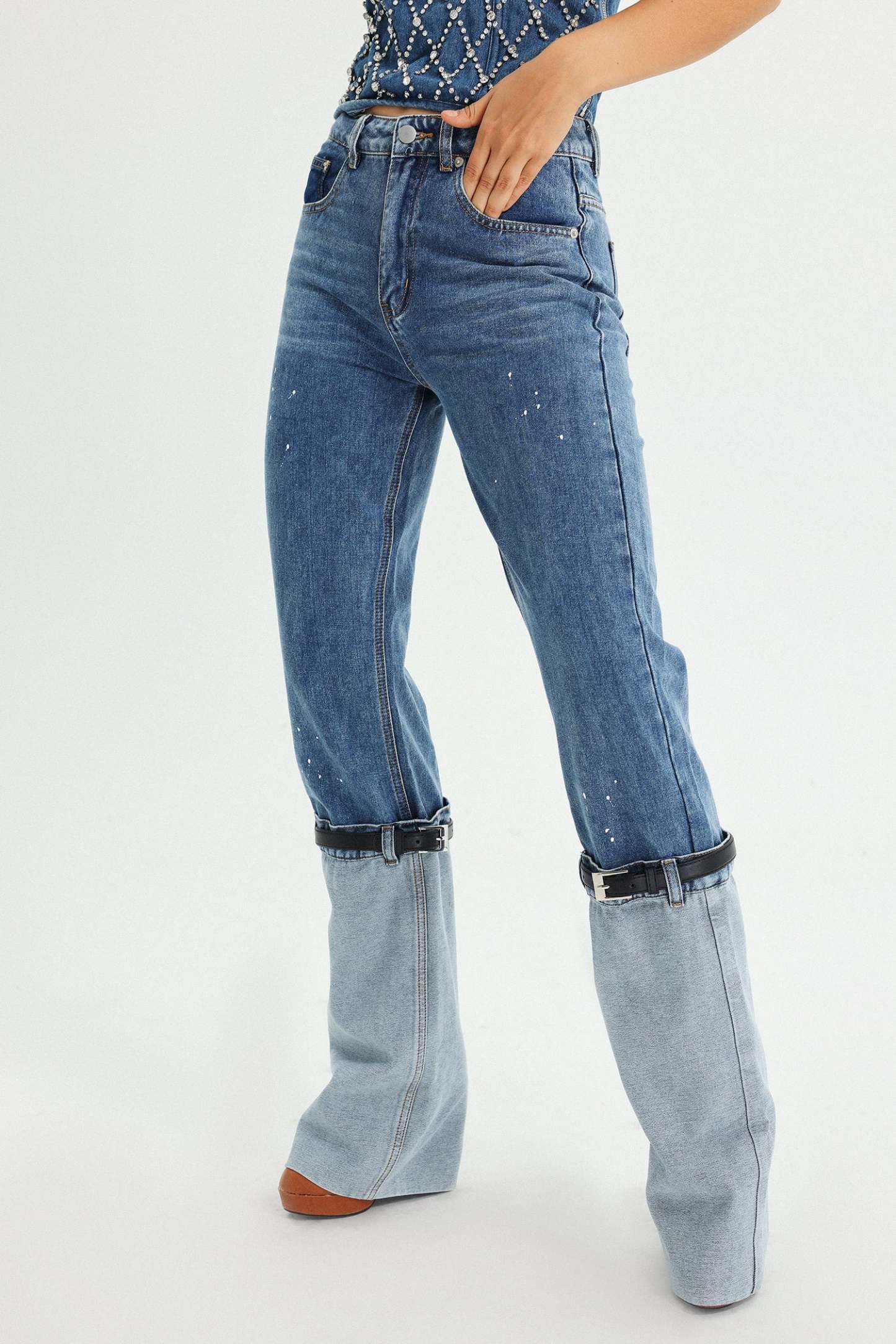 Vickee Jeans mit Patchwork-Details